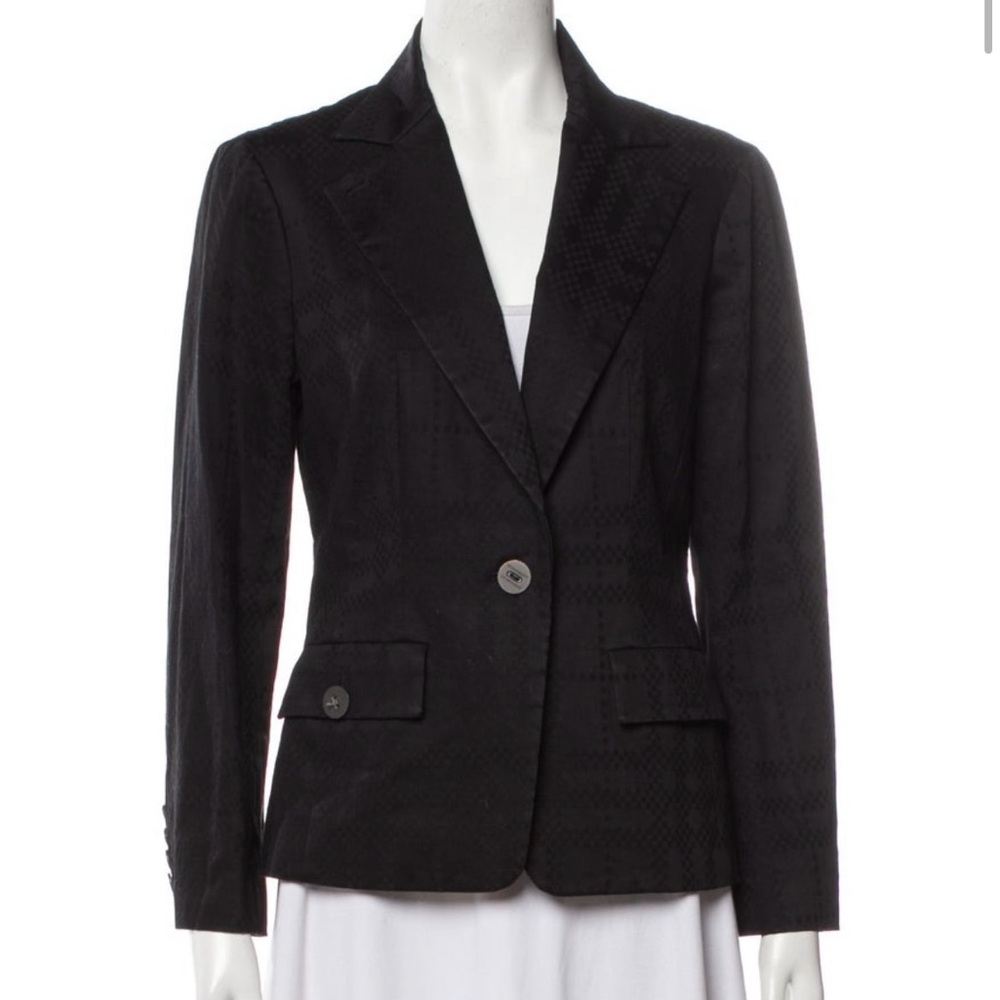 Burberry London black on black plaid blazer, size 40 or US size 6